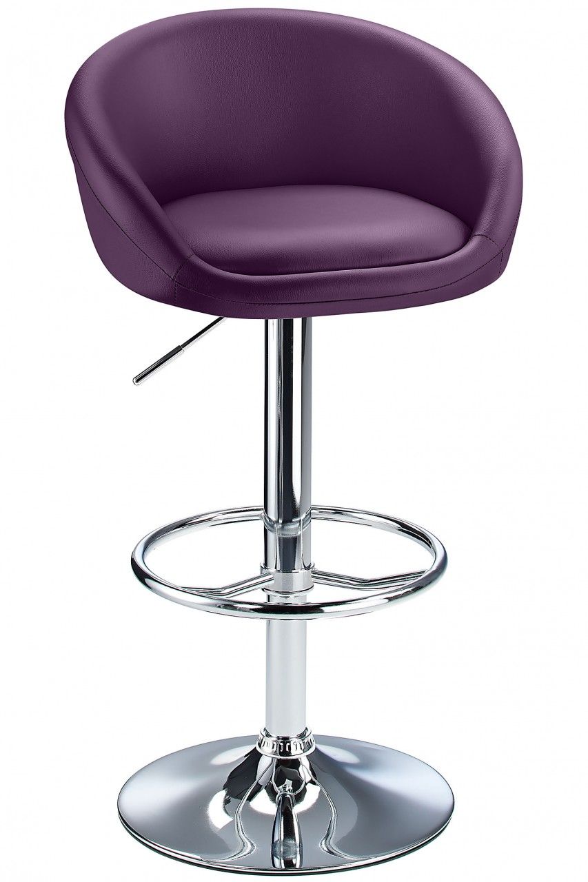 netfurniture Lombardy Adjustable Breakfast Bar Stool - Chrome & Purple in Black