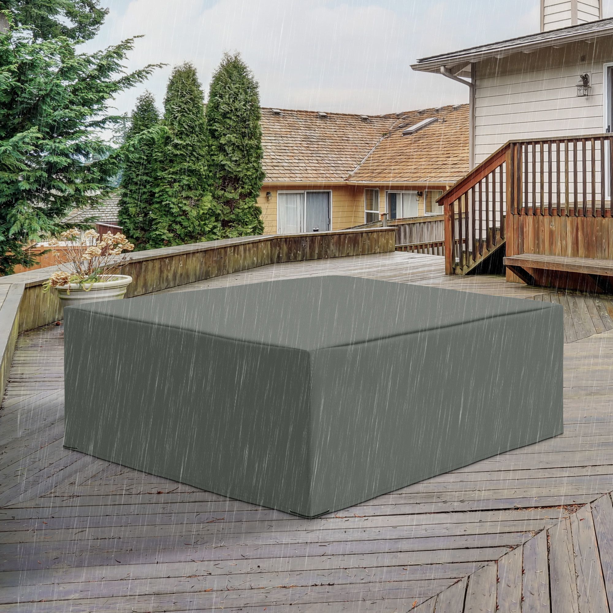 OUTSUNNY 275x205cm Outdoor Garden Rattan Furniture Protective Cover Water UV Resistant in Grey