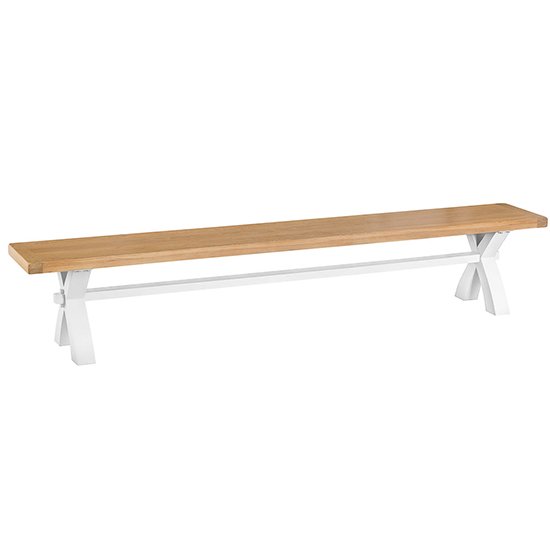 Tyler Large Wooden Cross Legs Dining Bench In White