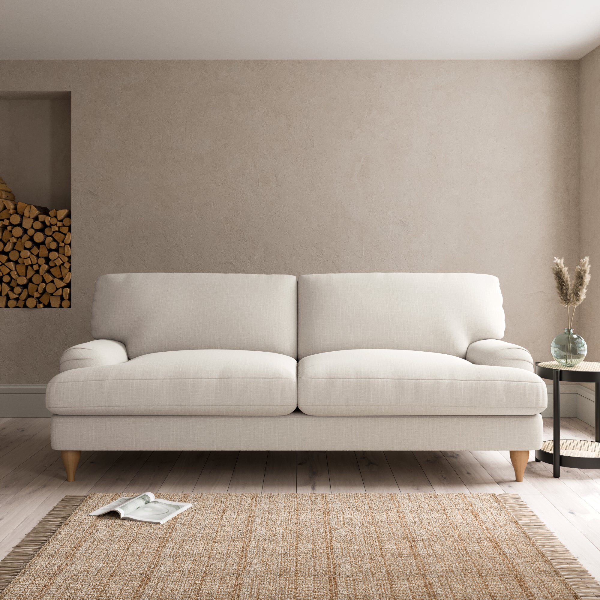 Darwin Slub Cotton Blend 4 Seater Sofa Brown