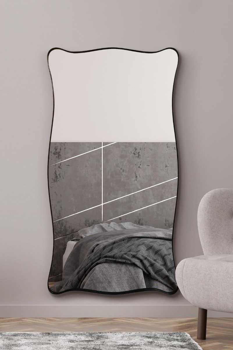 MirrorOutlet New Black Metal Rectangular Wall Mirror 71" X 39" (180CM X 100CM)