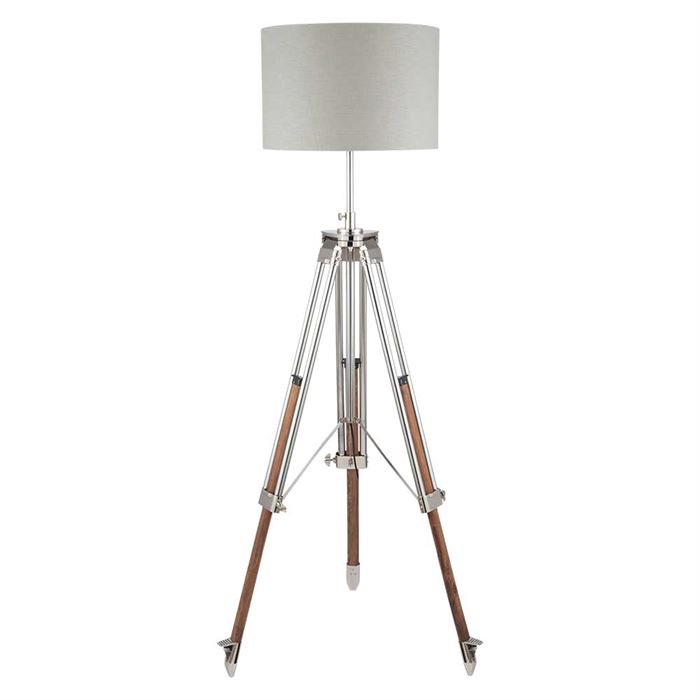 Tripod Floor Lamp, Nickel and Wood