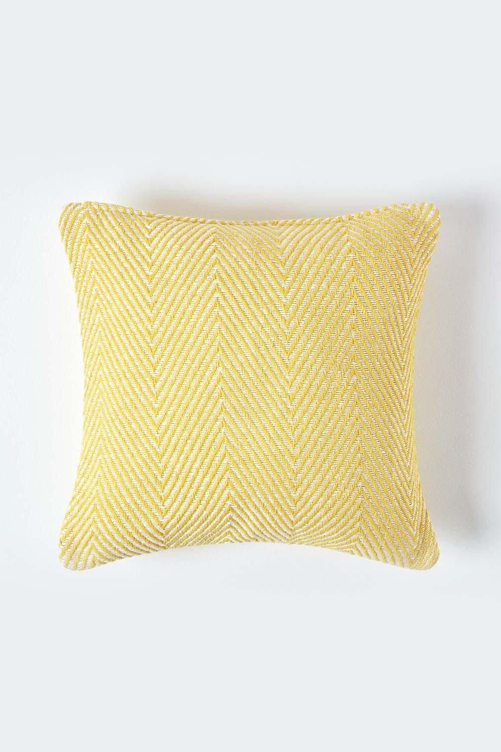 Homescapes Cotton Halden Cushion Cover in Yellow