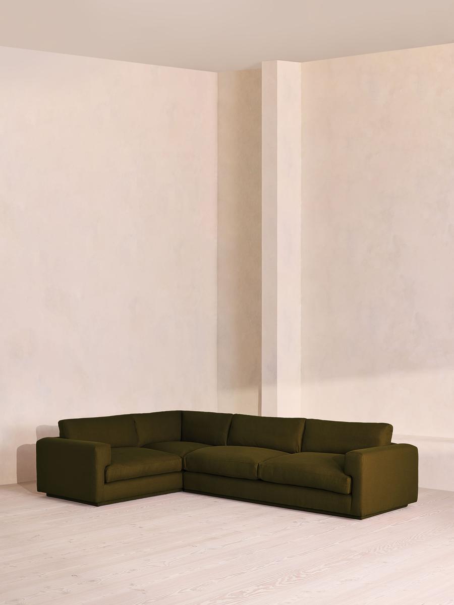 Mossley Left L-Shape Sofa, Linen, Olive