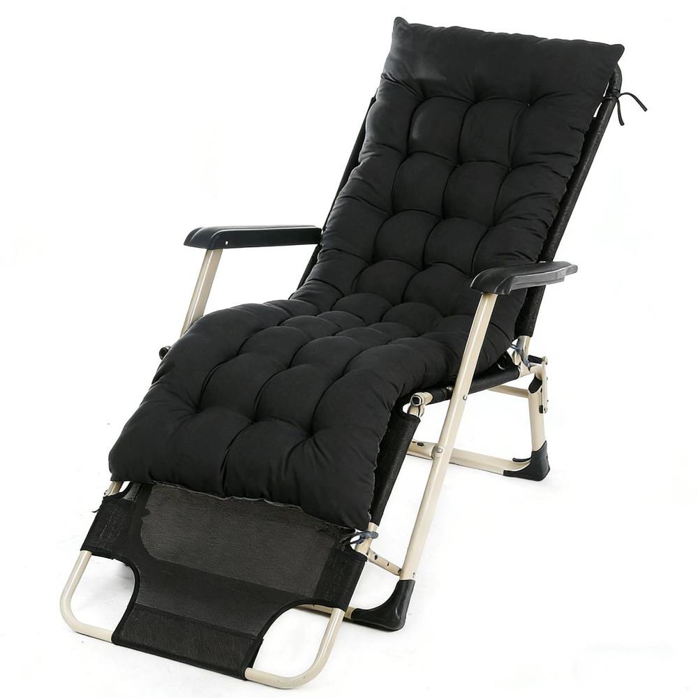 Lishetimig Pack of 2 Sun Lounger Cushion Pad for Garden Recliner Chair in Black