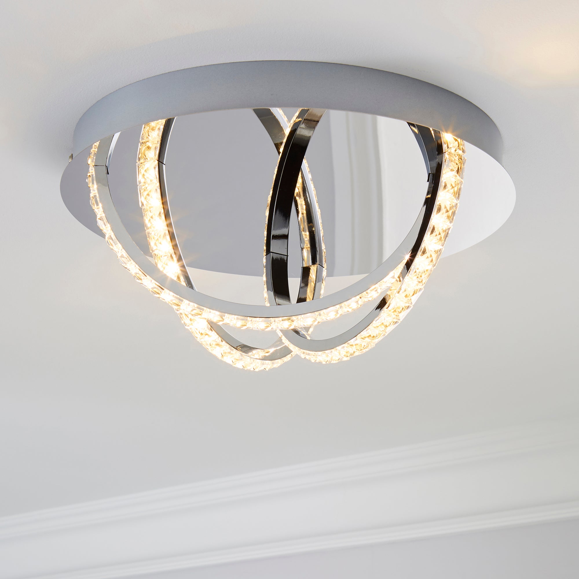 Serena 3 Light Integrated LED Hoops Flush Ceiling Fitting Silver