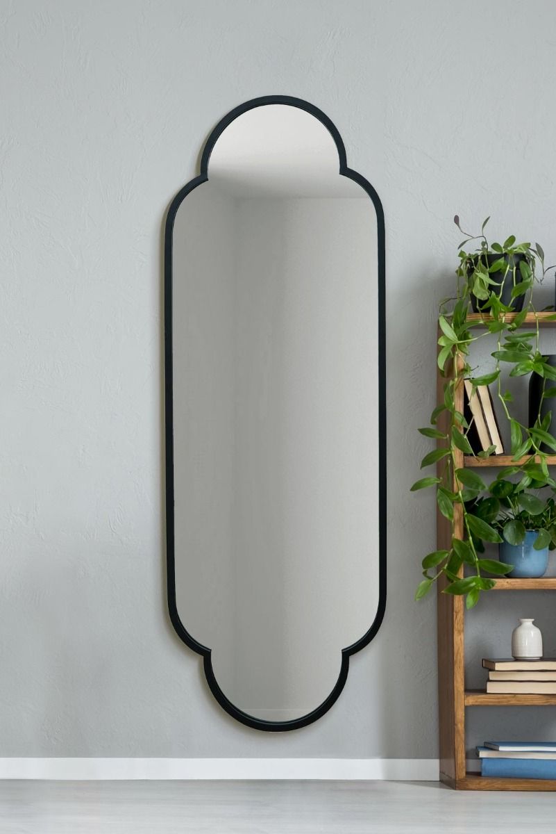 MirrorOutlet Black Metal Framed Double Arched Oval Wall Mirror 67" X 23" 170 X 59M