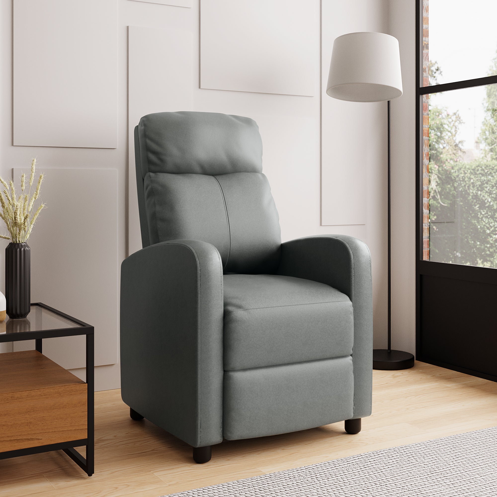 Mason Faux Leather Recliner Grey