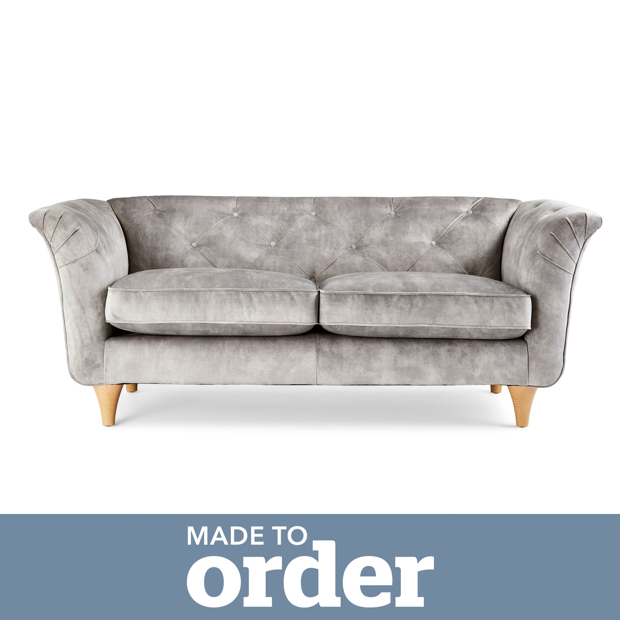 Jaipur 2 Seater Sofa Slub Velvet Slub Velvet Cement