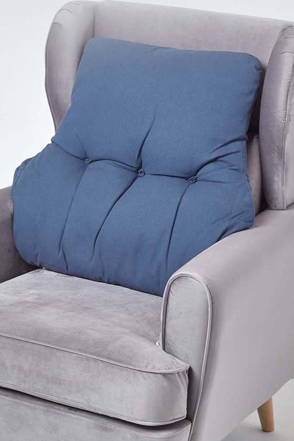 Homescapes Cotton Back Support Cushion in Navy
