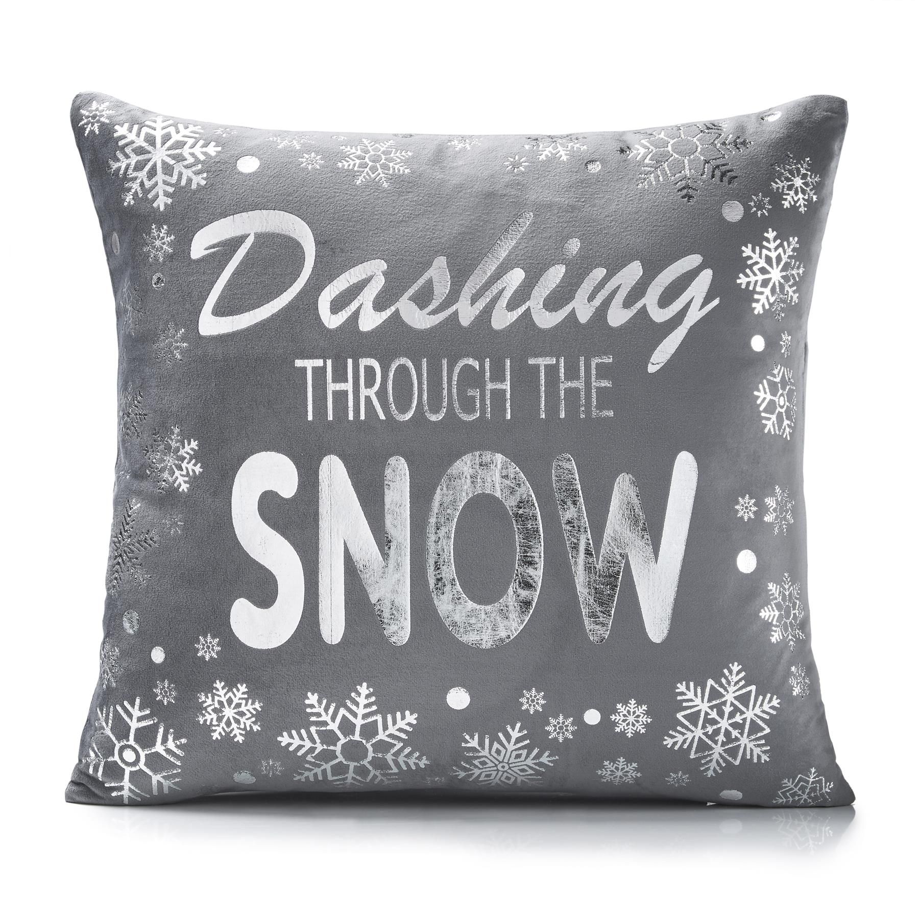 Luxury Living Christmas Dashing Decorative Cushion With Pad 45cm x 45cm in Mid Grey