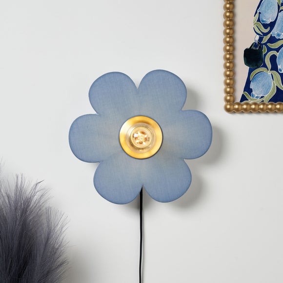 Flower Fabric Plug In Wall Light
