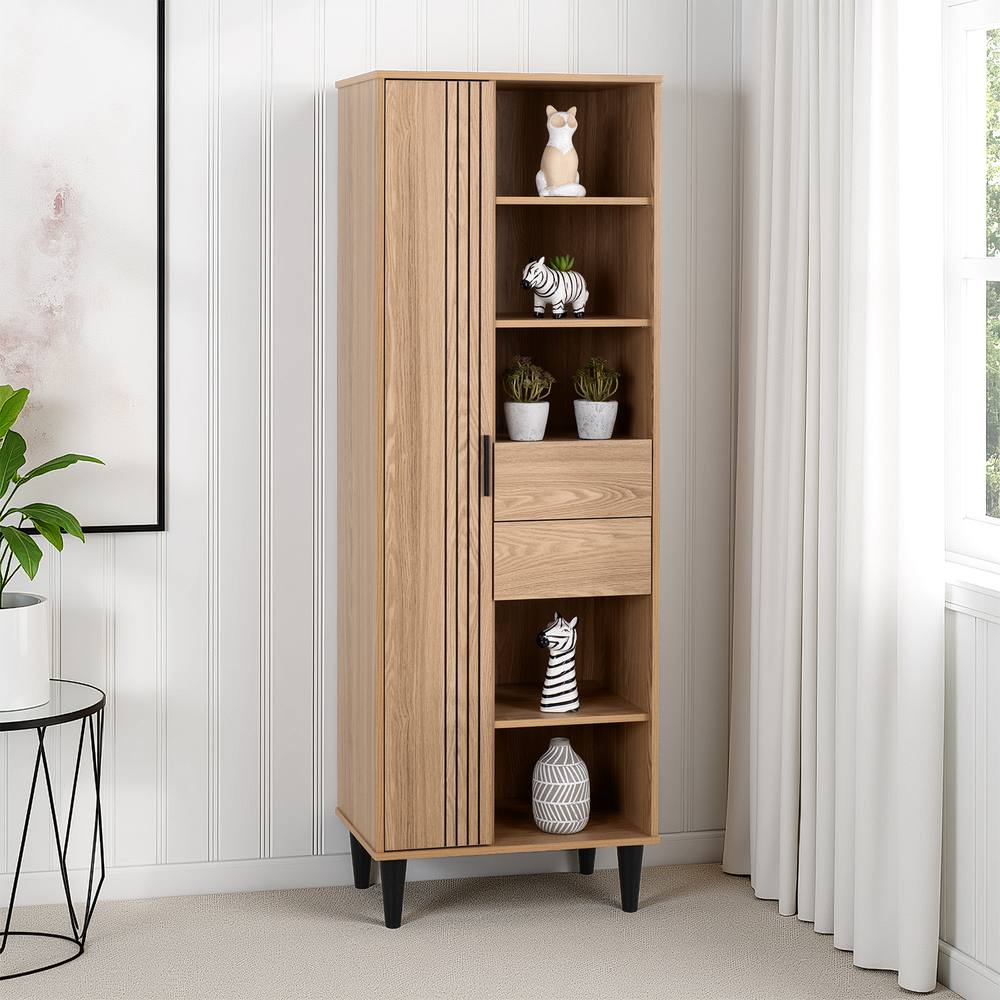 Seconique Tessa 1 Door 2 Drawer Bookcase Unit in Natural