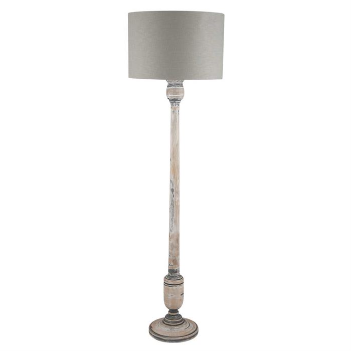 Mango Wood Floor Lamp, Grey and Whitewash