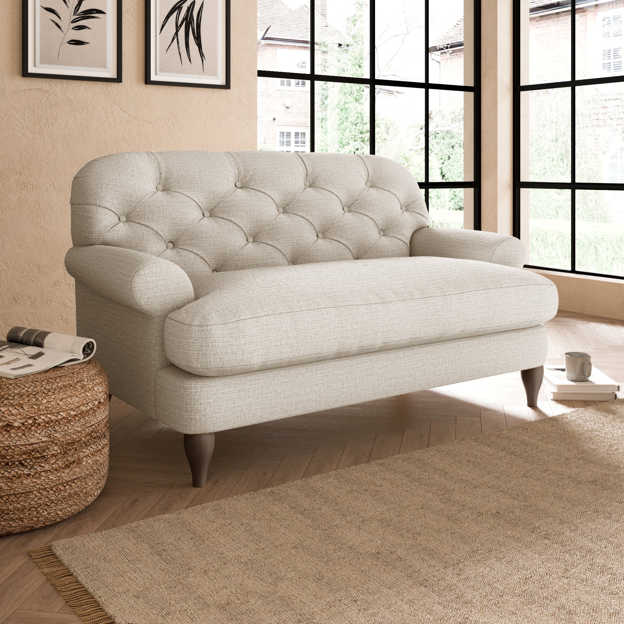 Canterbury Slub Cotton Blend Snuggle Chair Slub Cotton Sandstone