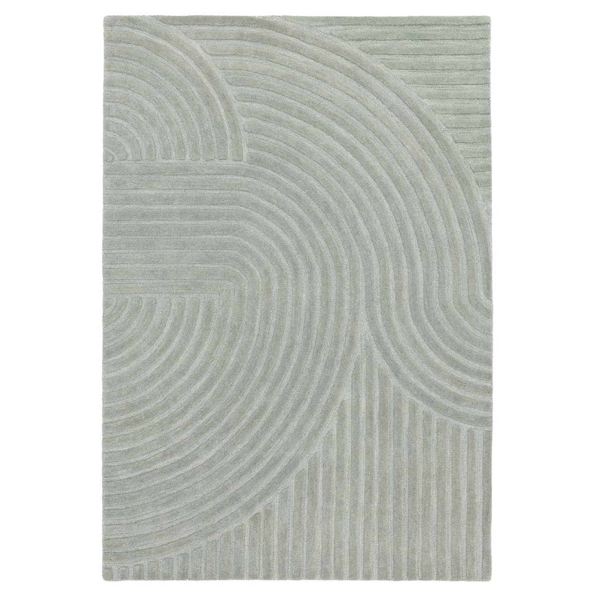 Curvone Grey 120x170cm Rug, Square Wool | Barker & Stonehouse