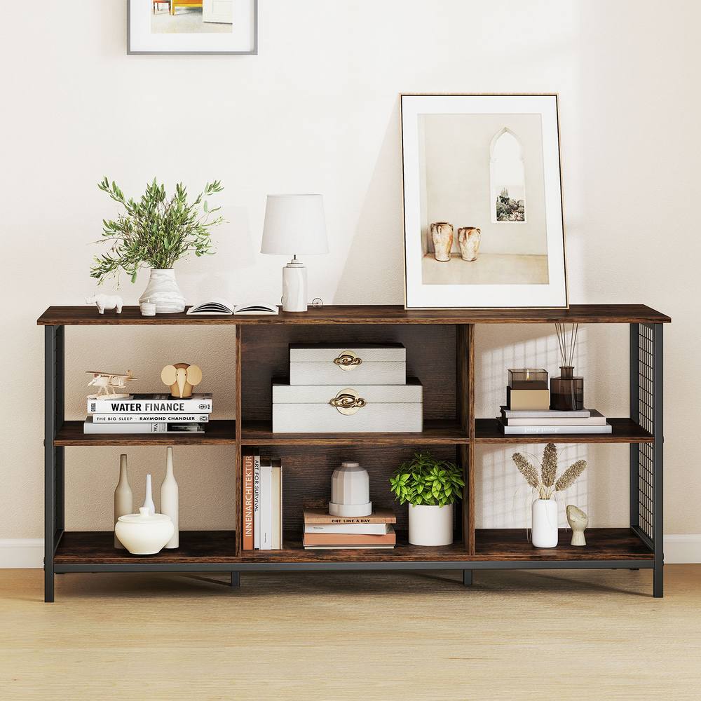 Costway TV Stand for 65" TVs 3-tier Entertainment Center in Brown