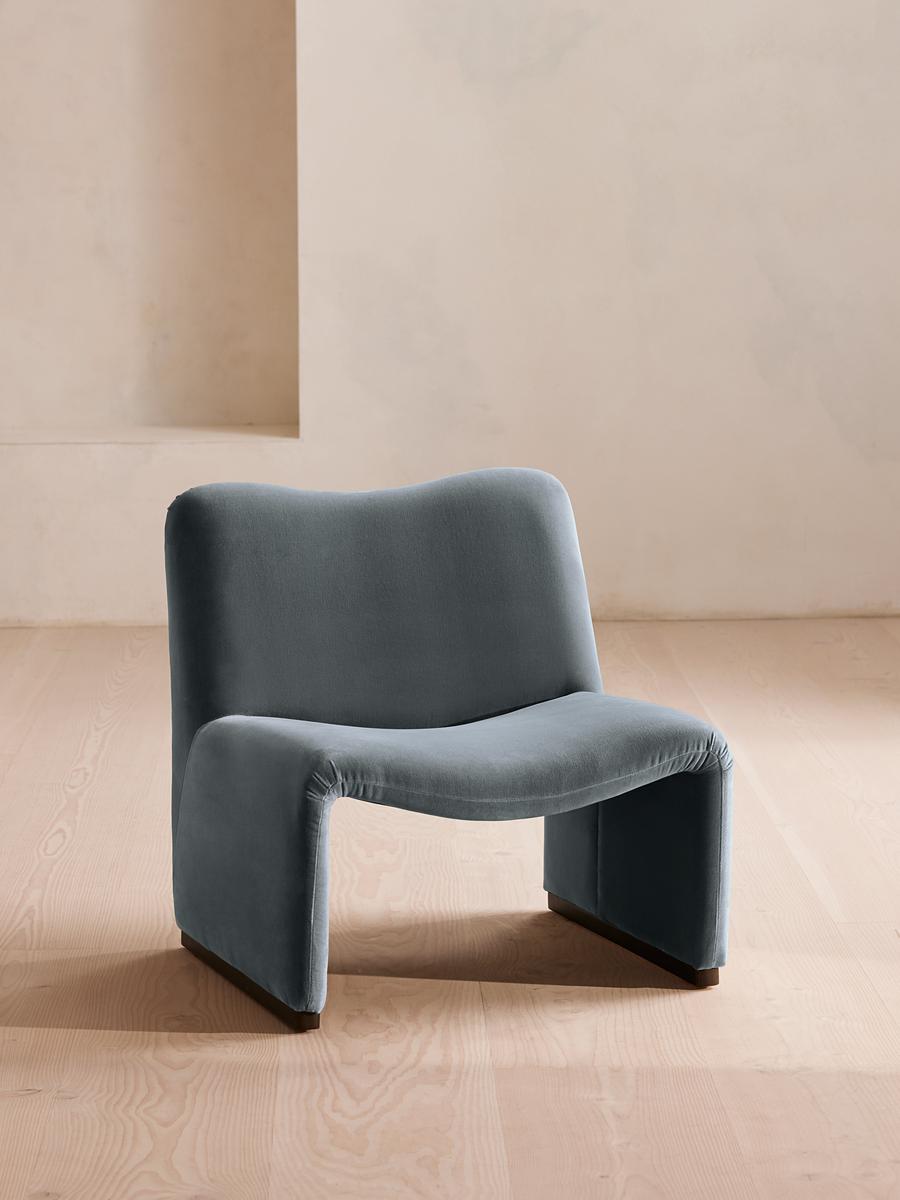 Lovett Armchair, Velvet, Grey Blue