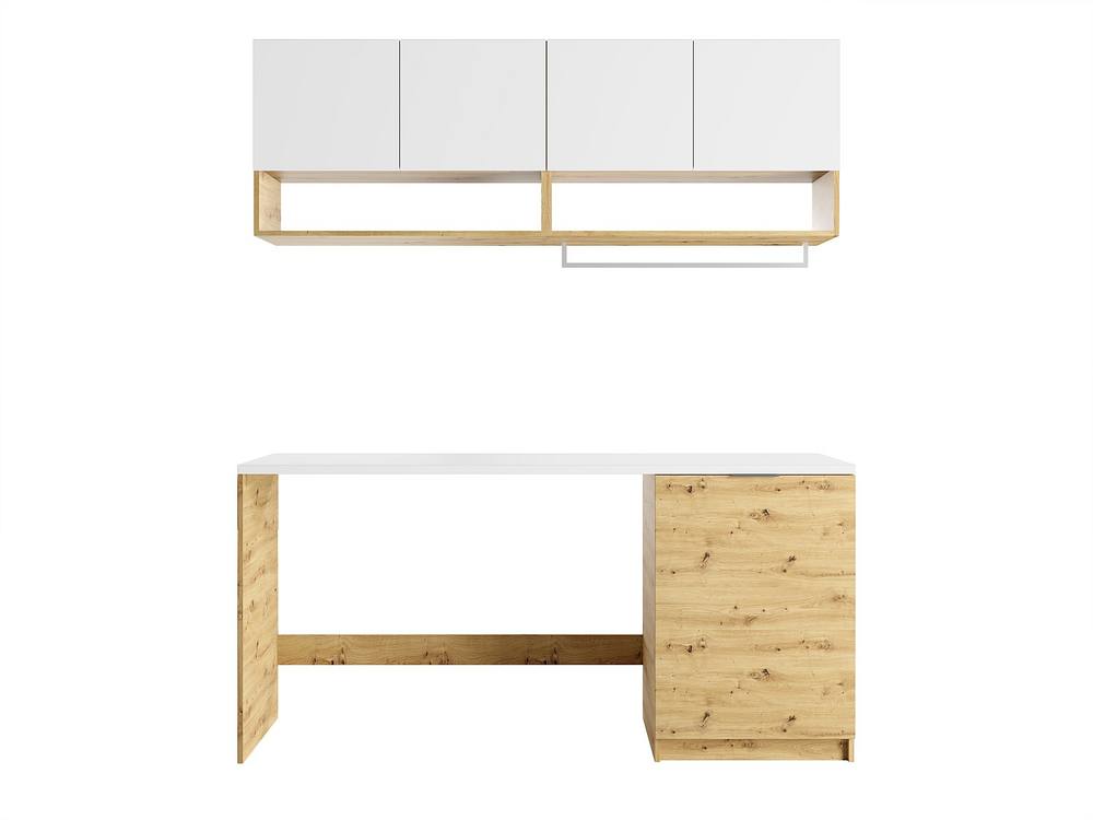 Vente-unique Laundry Room Furniture for Washing Machine With Worktop - L180 Cm in Light Oak 2