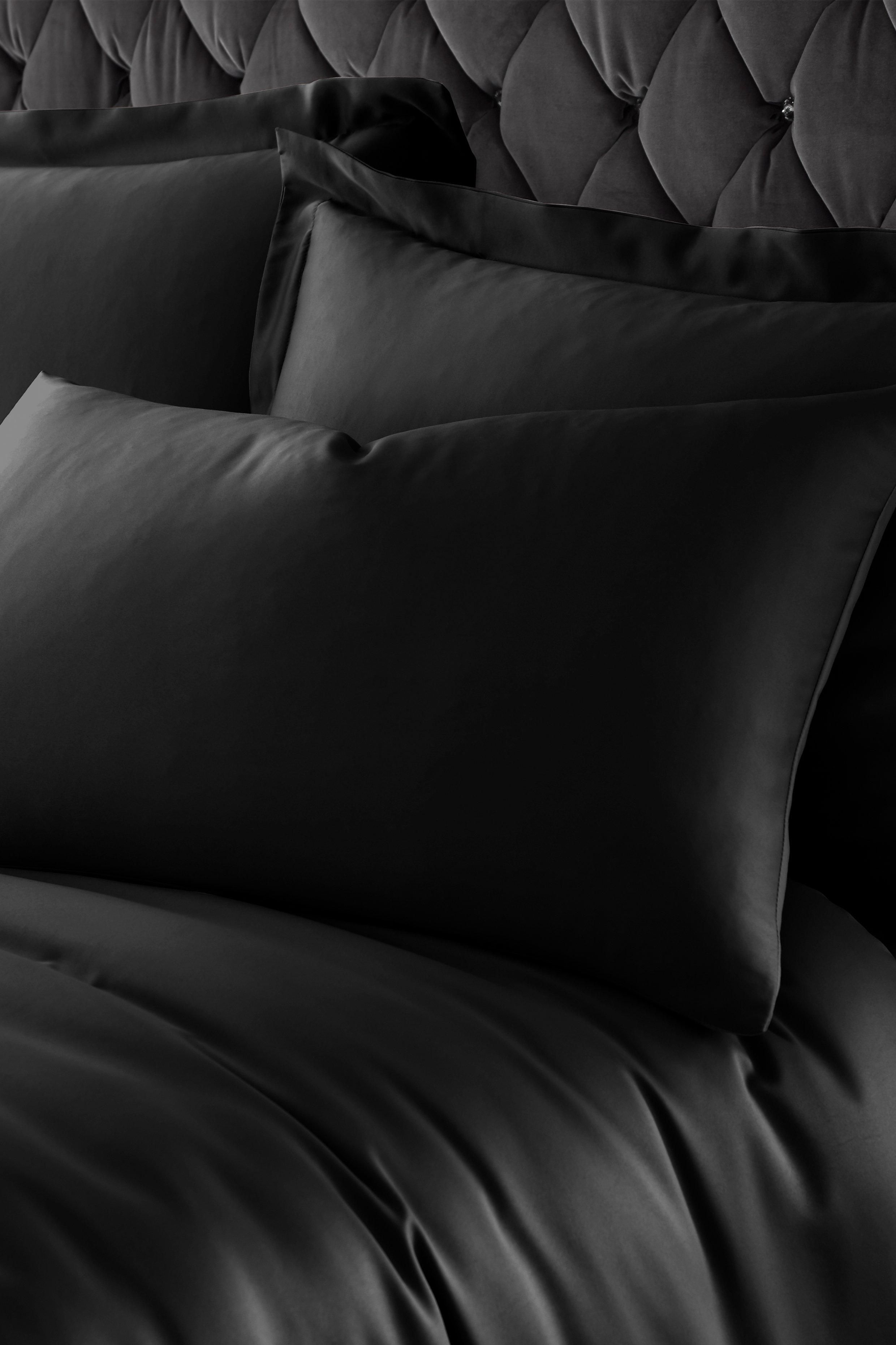 Catherine Lansfield 'Silky Soft Satin' Standard Pillowcase Pair in Black