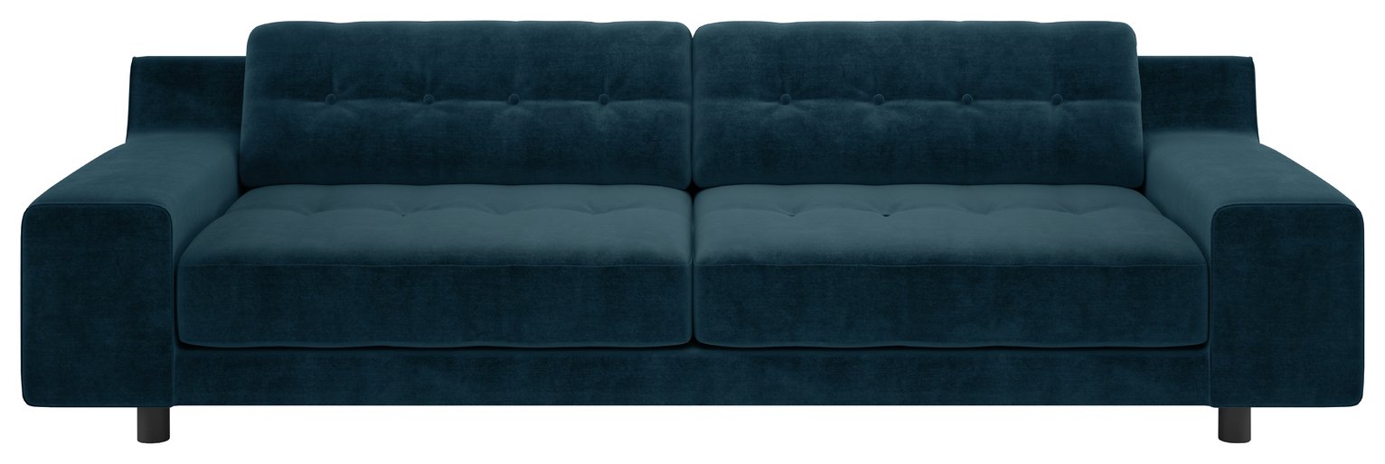 Habitat Hendricks 4 Seater Velvet Sofa - Ink Blue
