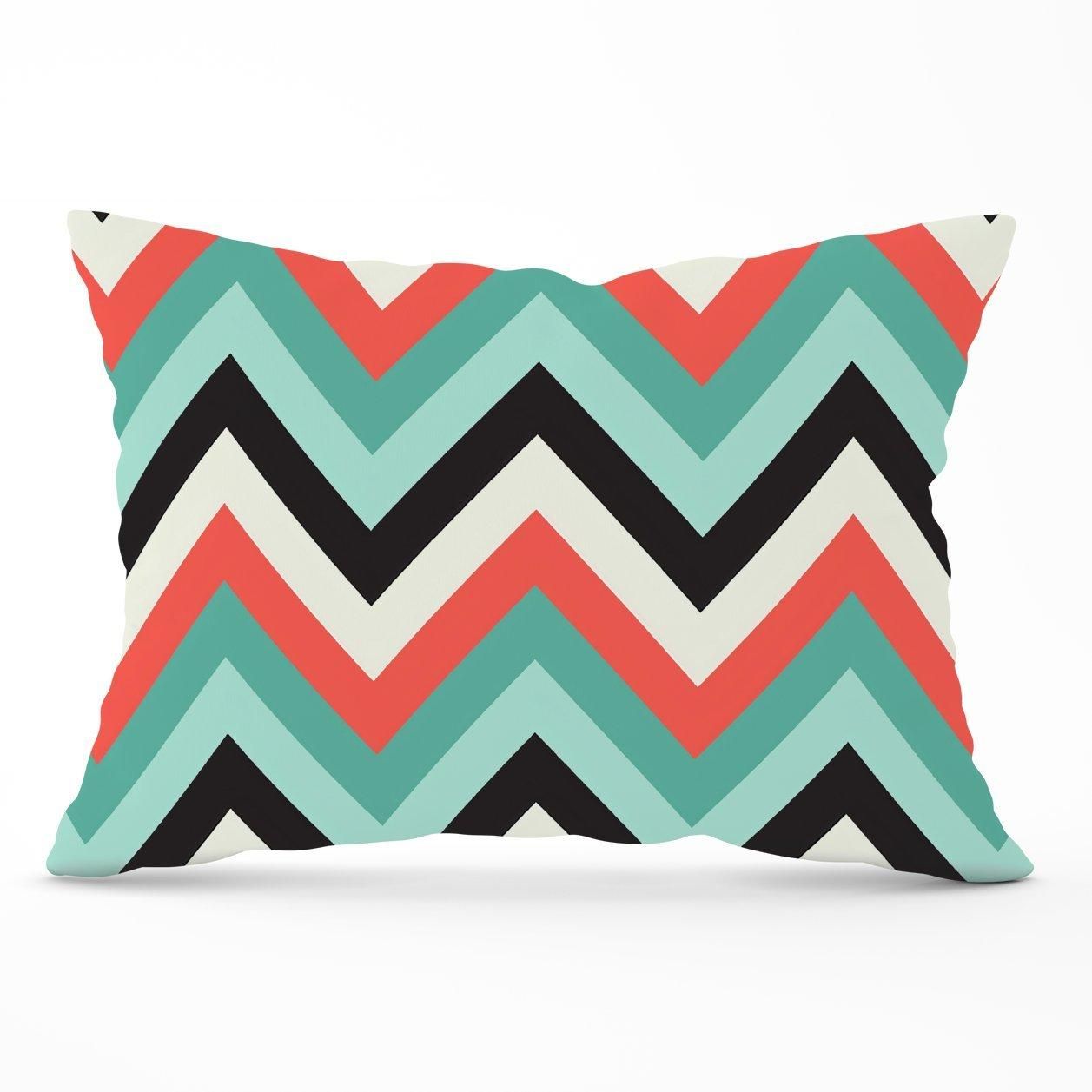 Warren Reed - Designer Geometric Colored Chevron Pattern Cushions in Green