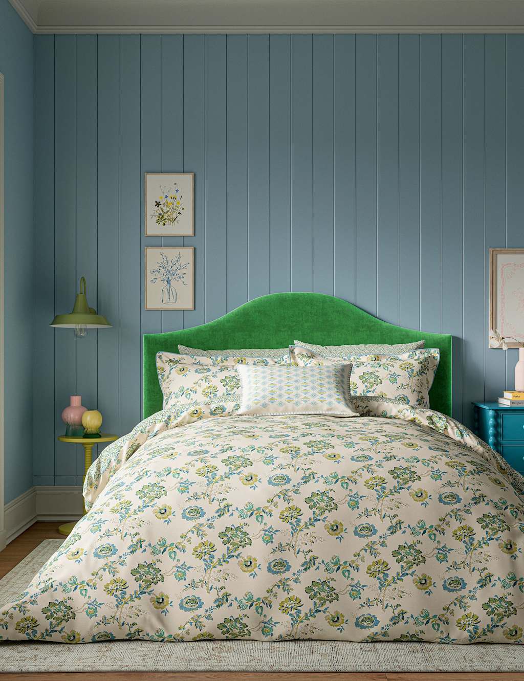 LAND & SHORE Pure Cotton Orchard Bedding Set Green Mix