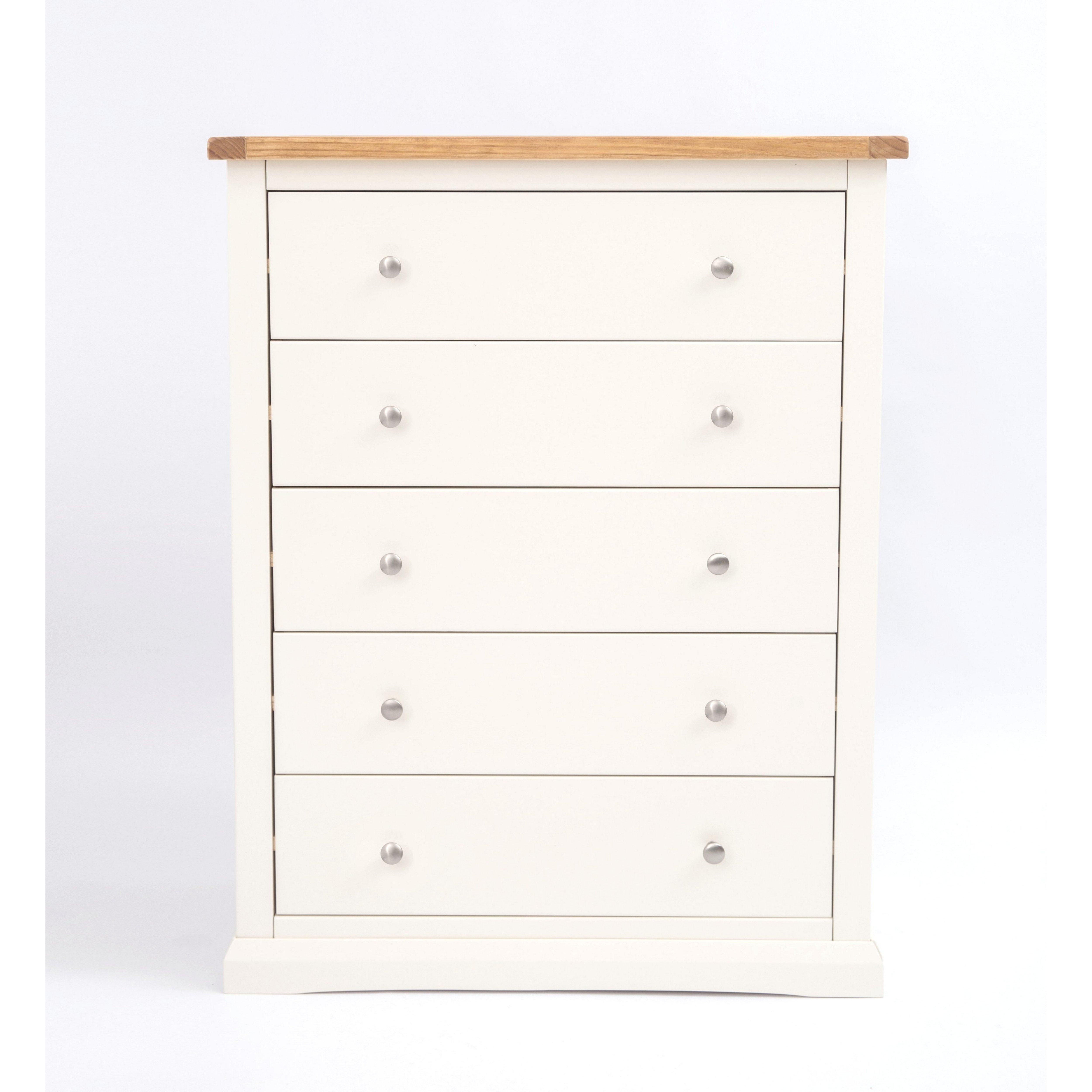 Cabinet Bits Castelli 5 Drawer Chest of Drawers Chrome Knob in Off-White