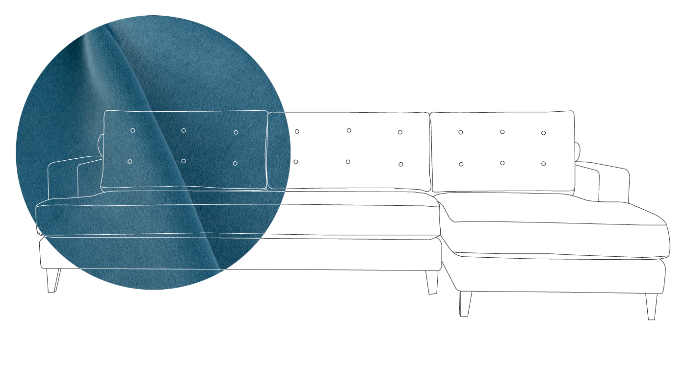 Heal's Mistral Right Hand Corner Sofa Varese Velvet Delft Natural Feet