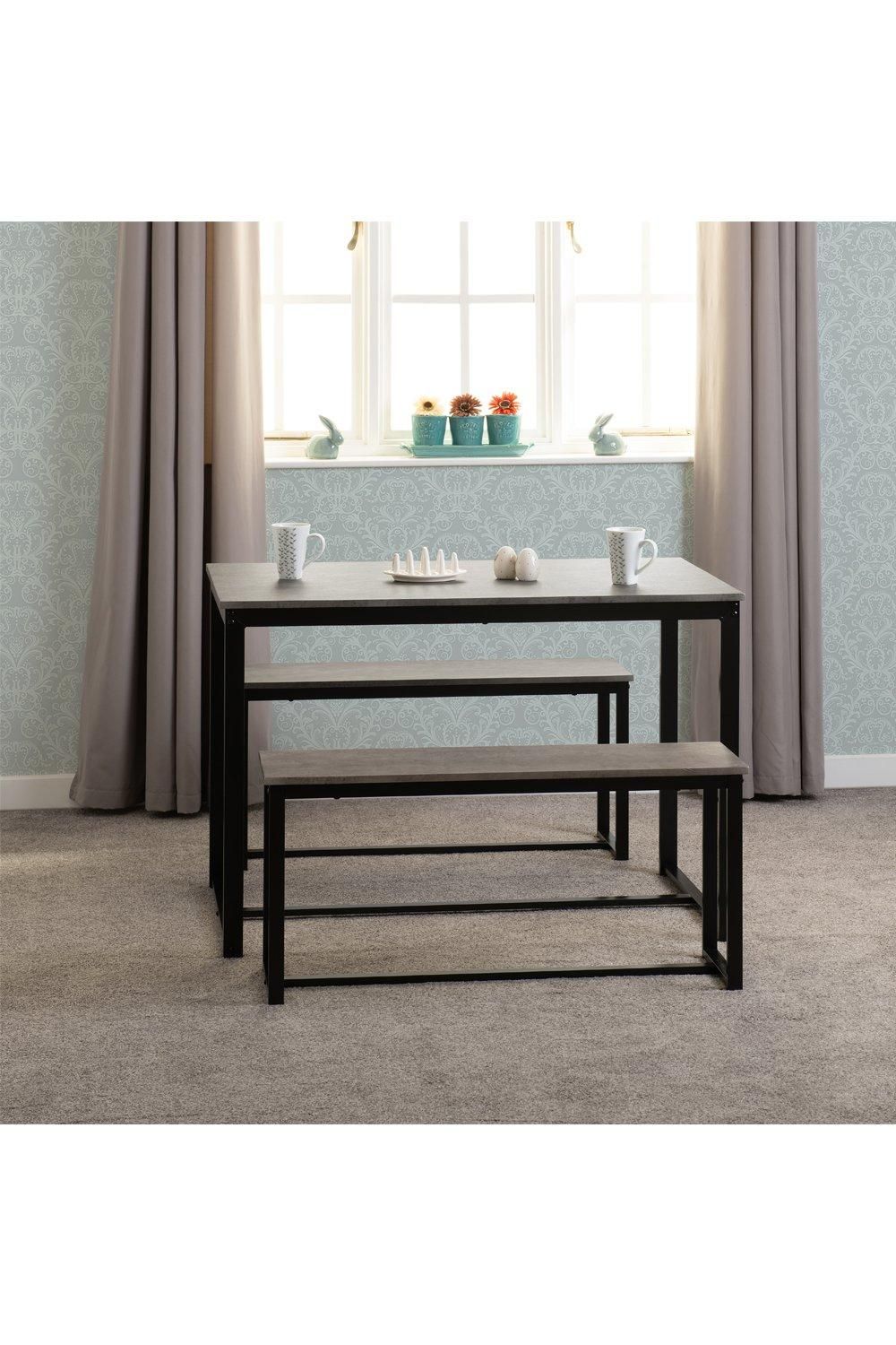 Seconique Lincoln 1+2 Dining Bench Set in Stone