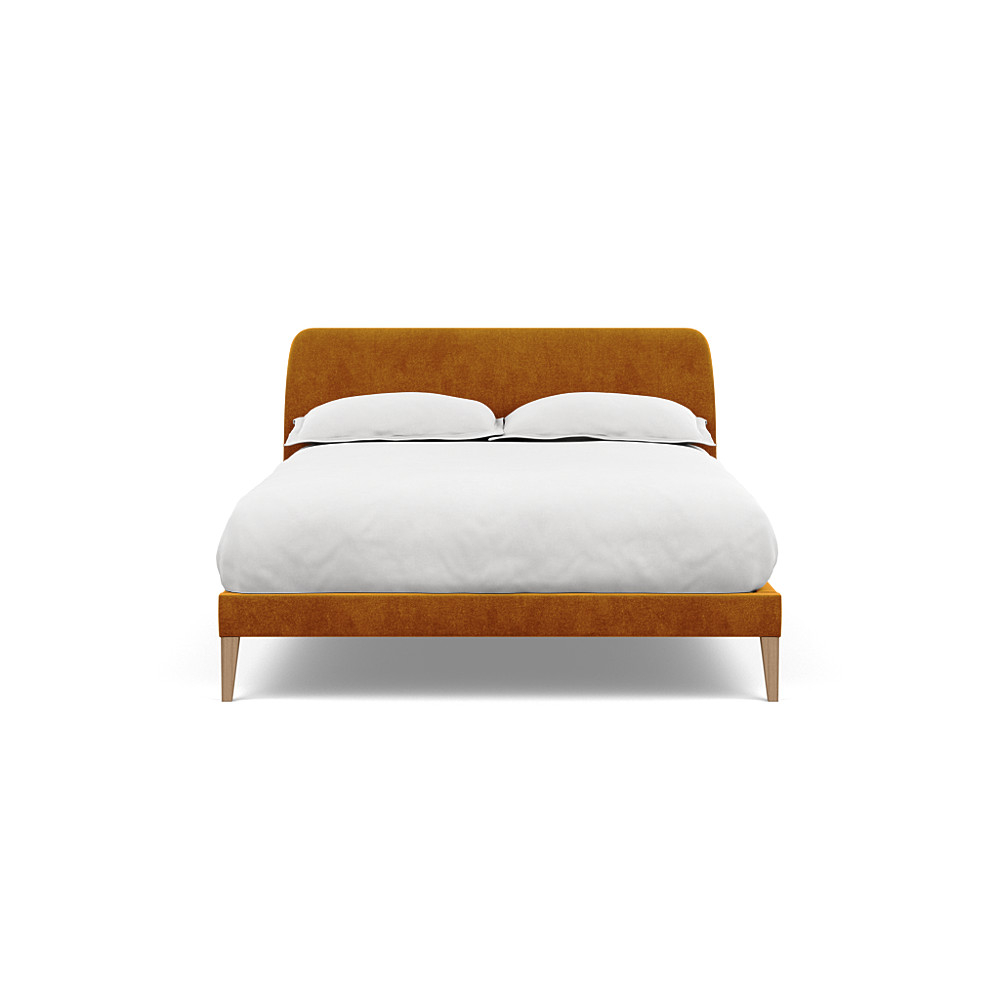Heal's Wallis Bedstead Double Smart Luxe Velvet Cognac Natural Feet