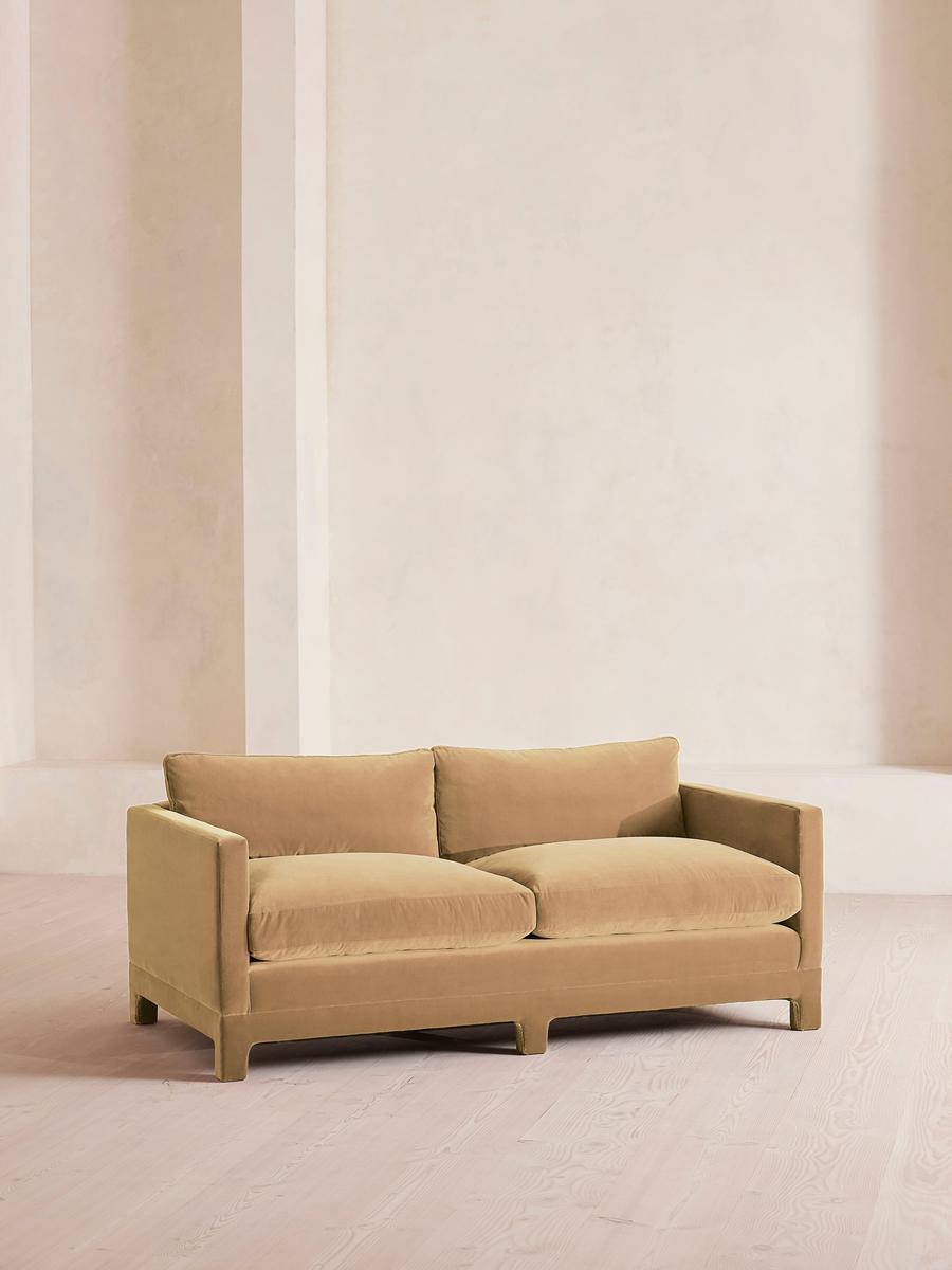 Ashford Two Seater Sofa, Velvet, Camel