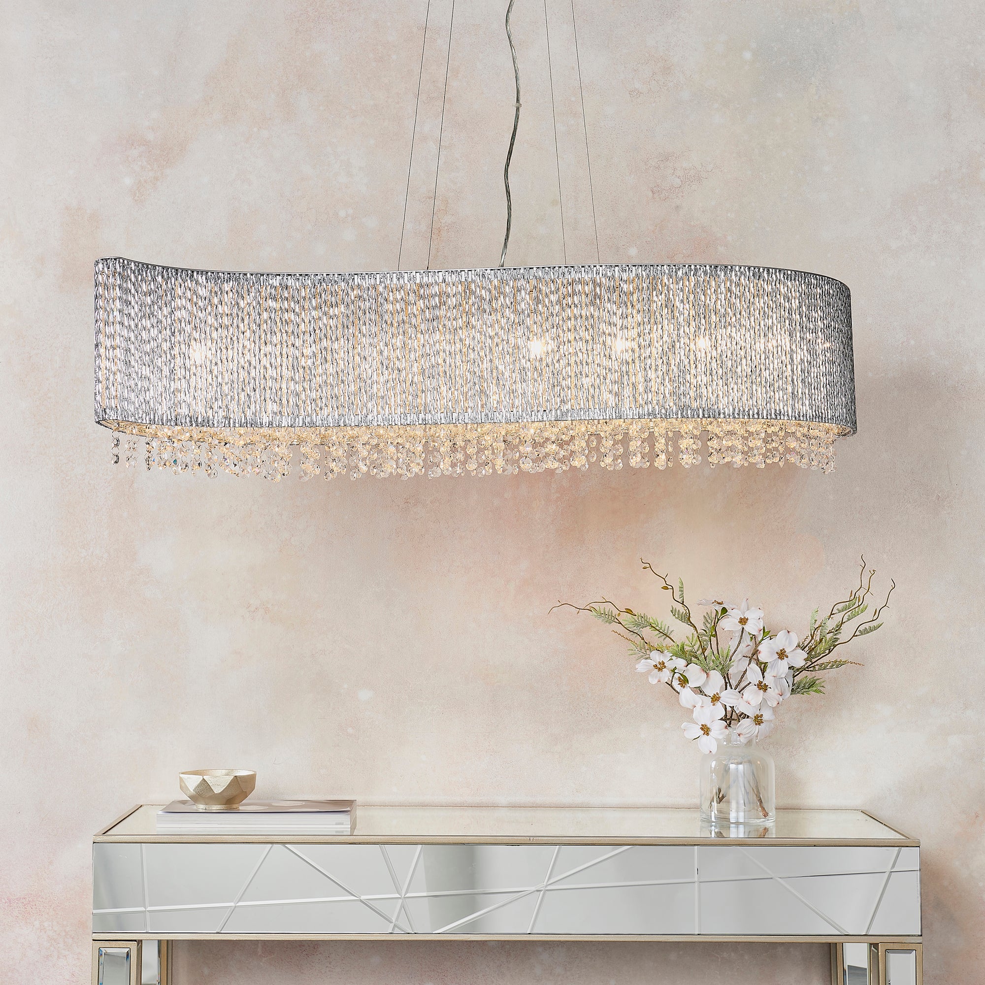 Vogue Galina 8 Light Crystal Ceiling Fitting Chrome Chrome