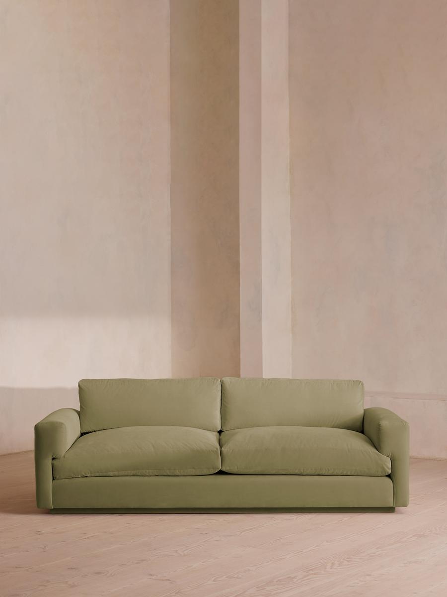 Mossley Three Seater Sofa, Velvet, Lichen