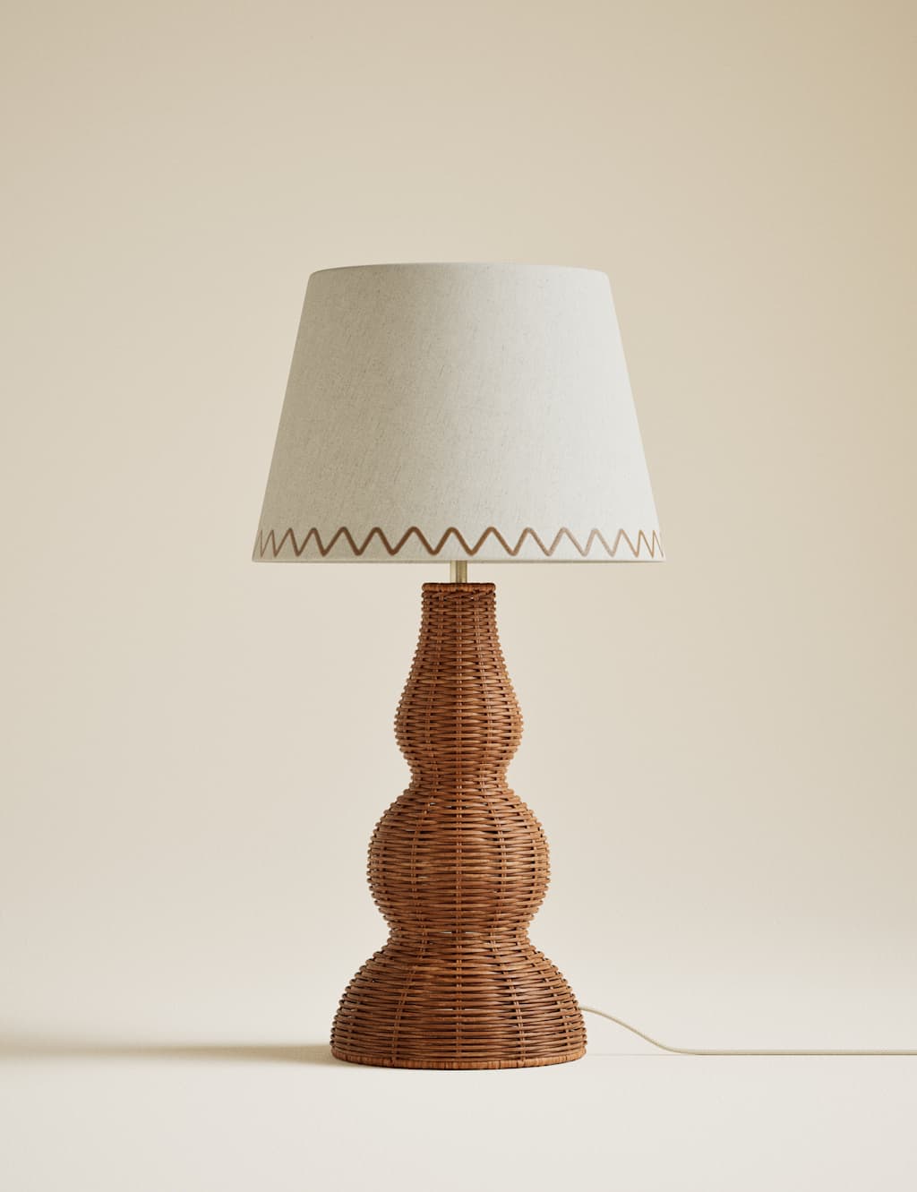 M&S Wicker Graduated Base Table Lamp Natural