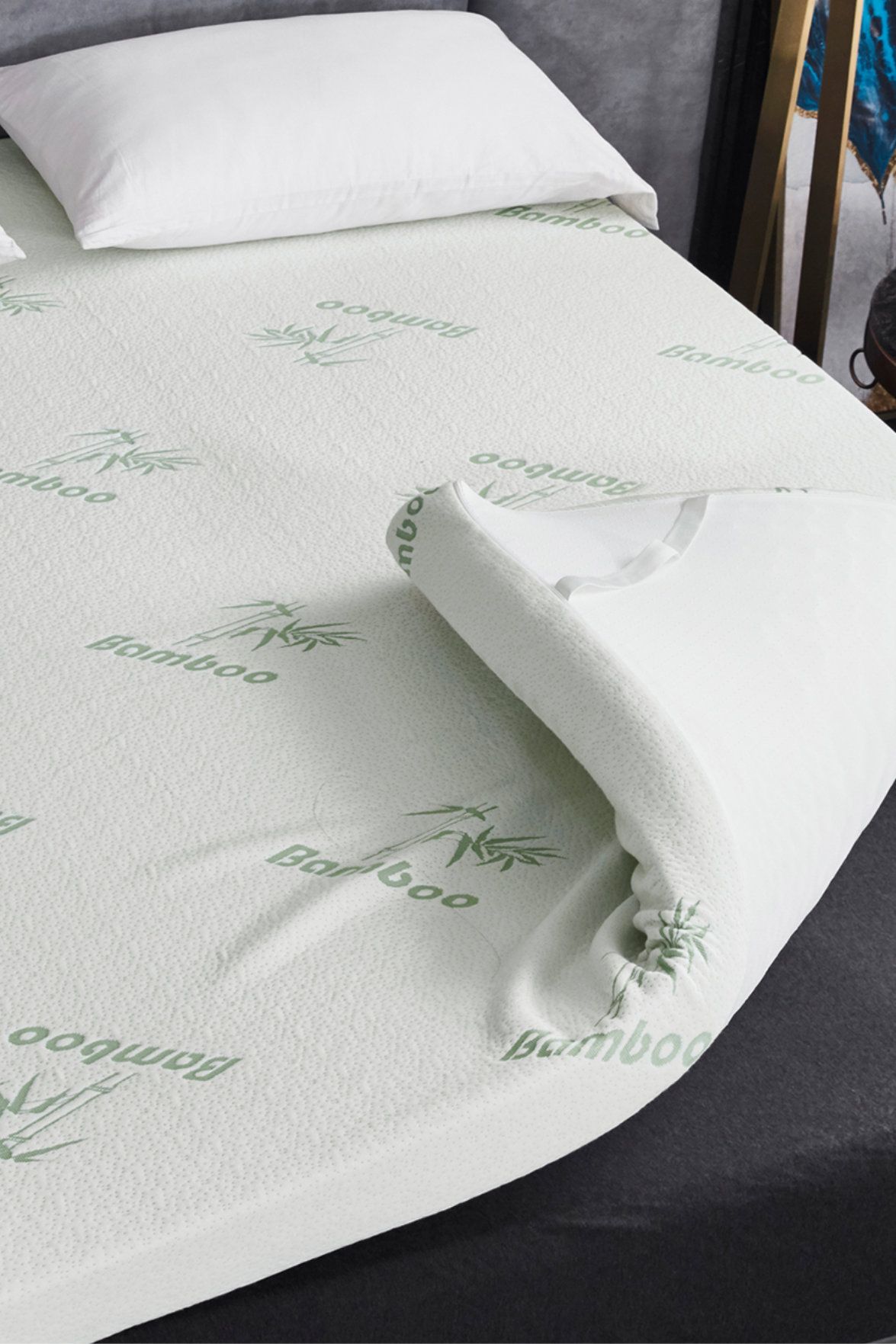 Ezysleep Super Soft Bamboo Bounce Back Foam Mattress Topper - 10cm in White