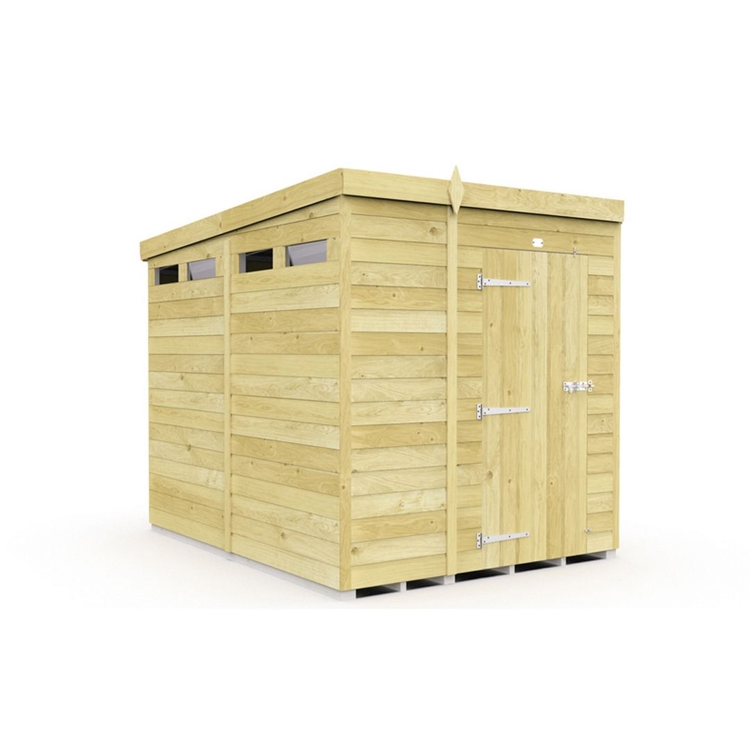 Buttercup Farm 6 x 8 Feet Pent Security Shed - Single Door - L231 x W185 x H201 cm in Brown