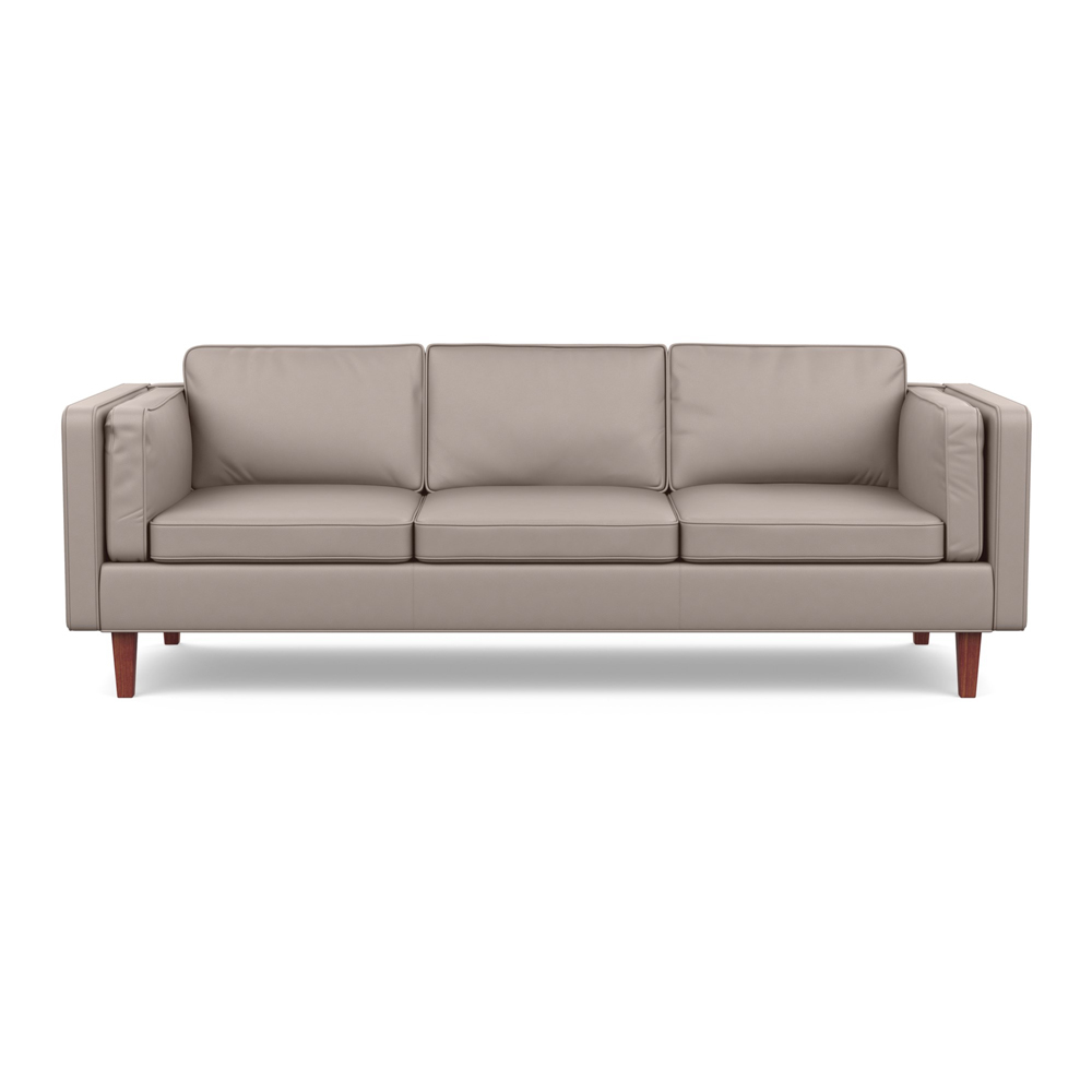 Heal's Chill 4 Seater Sofa Leather Grain Light Grey 060 Walnut Feet
