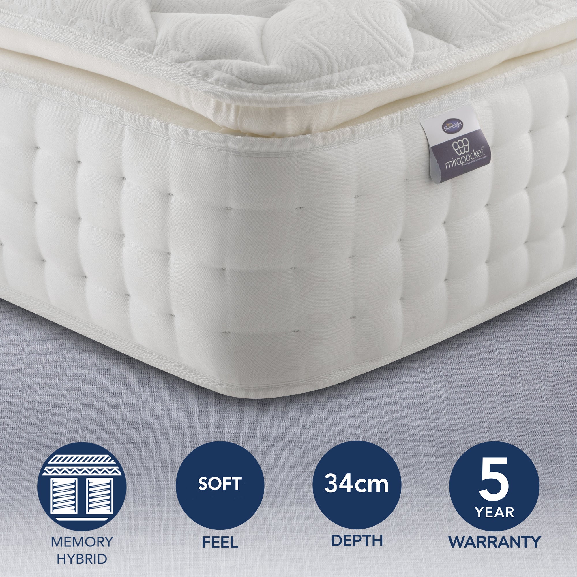Silentnight Medium Firm 2800 Pocket Memory Pillowtop Mattress White