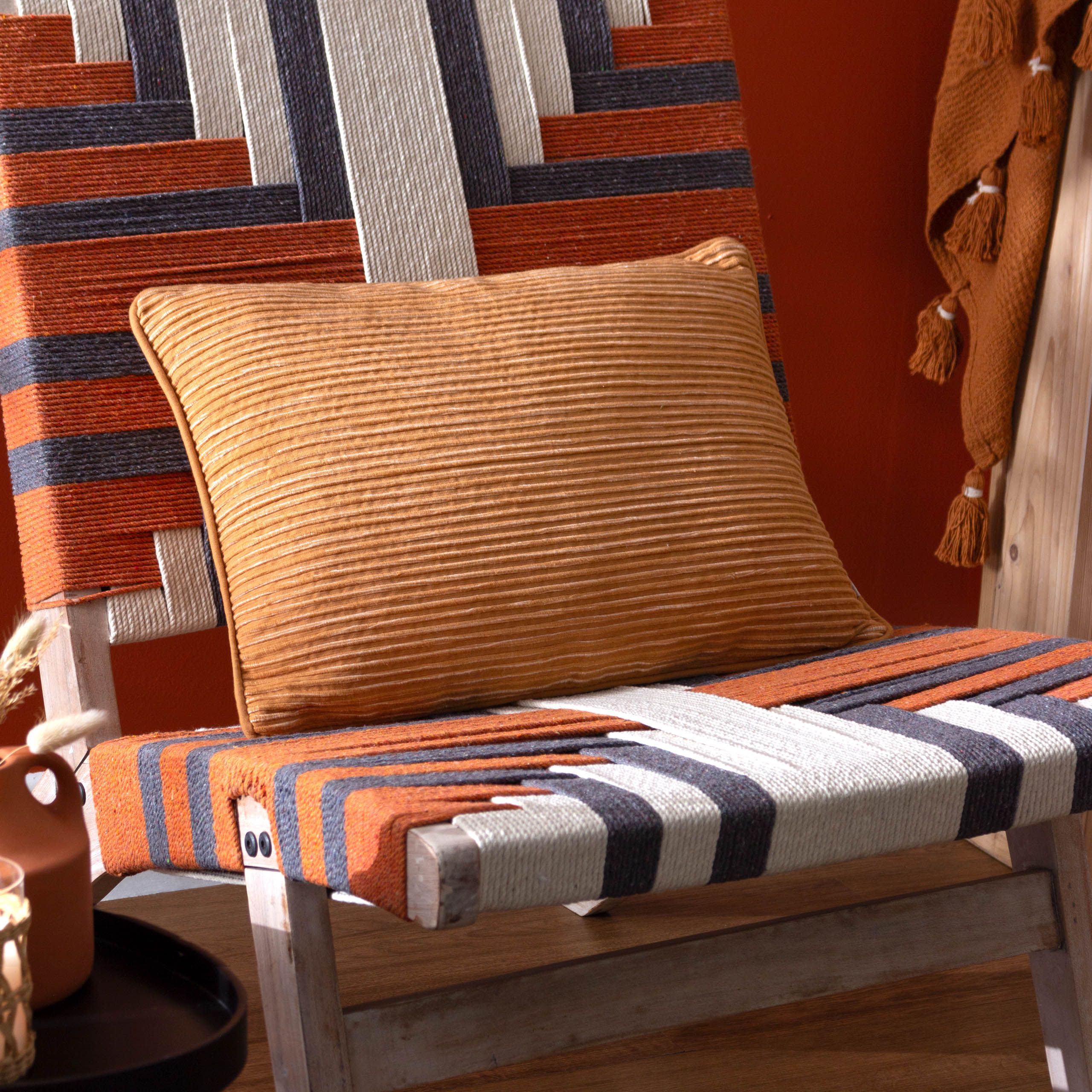 Yard Cove 100% Cotton Ribbed Cushion in Brown