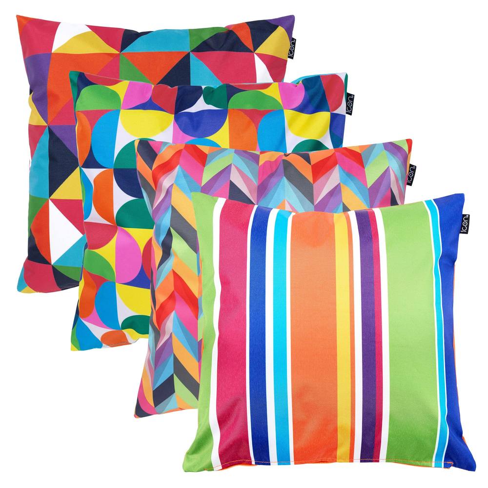 icon 4PK Cushion, Herringbone, Tech Geo, Tech Stripe, Circular Geo