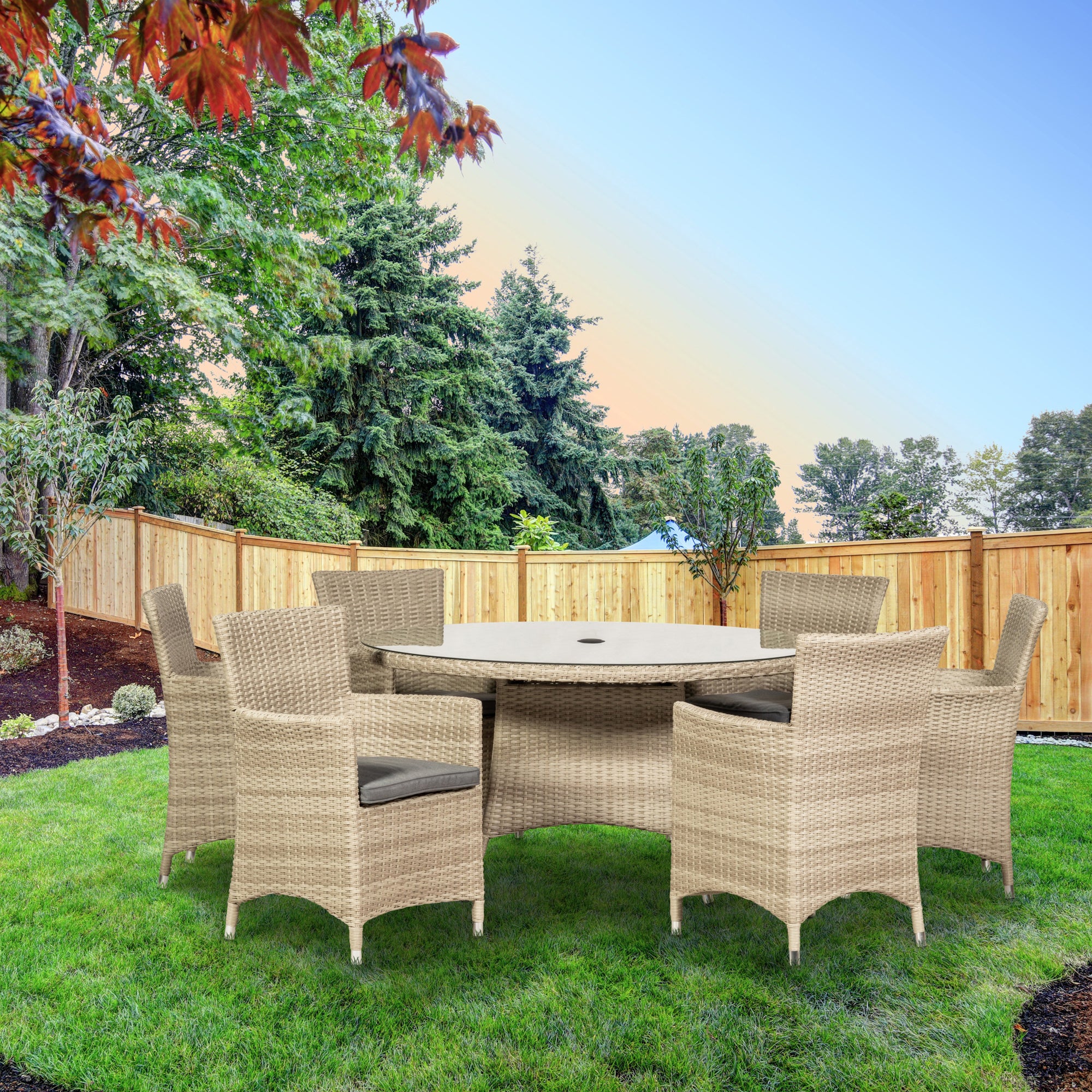 Lisbon 6 Seater Round Dining Set Cream