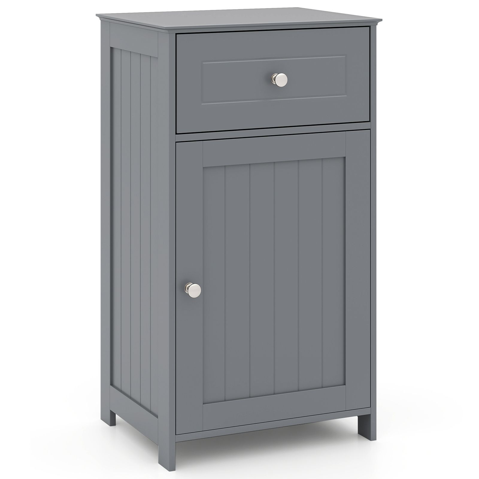 Costway Single Door Bathroom Cabinet Stable & Safe Bathroom Organizer in Grey