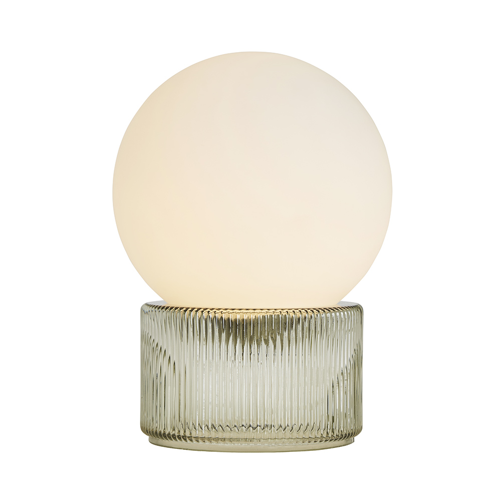 Harper Opal Glass Ball with Ribbed Base Table Lamp, Green