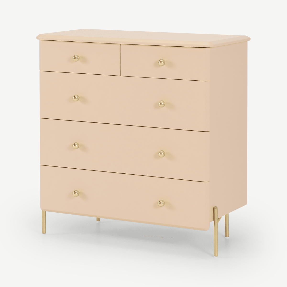 Maddie Chest of Drawers, Pink & Brass