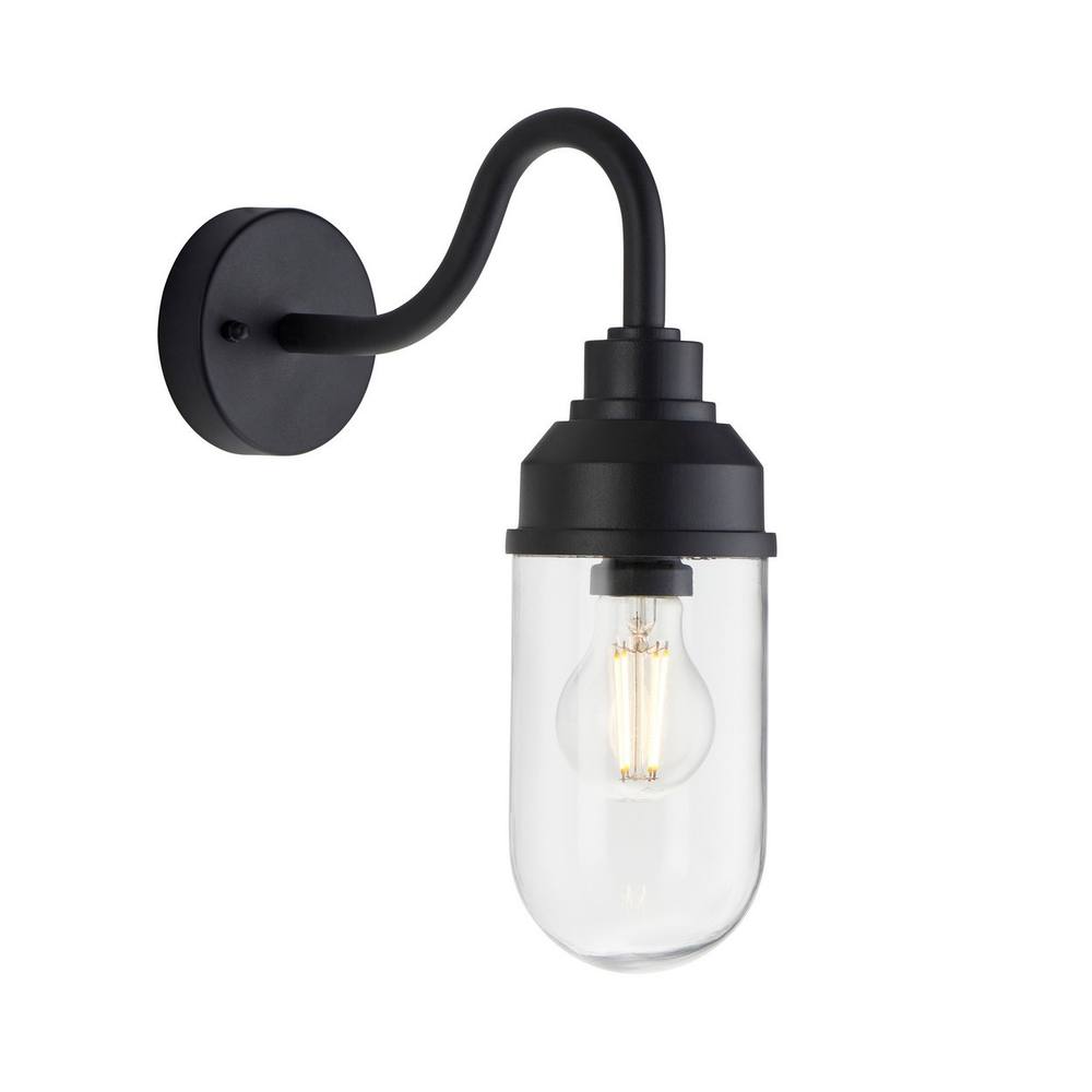 Netlighting Truro Outdoor Wall Lantern Textured Black & Clear Glass E27