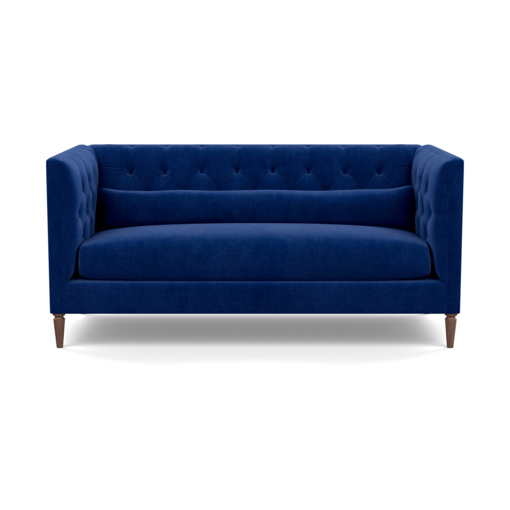 Heal's Balmoral 3 Seater Sofa Smart Luxe Velvet Azure Walnut Feet