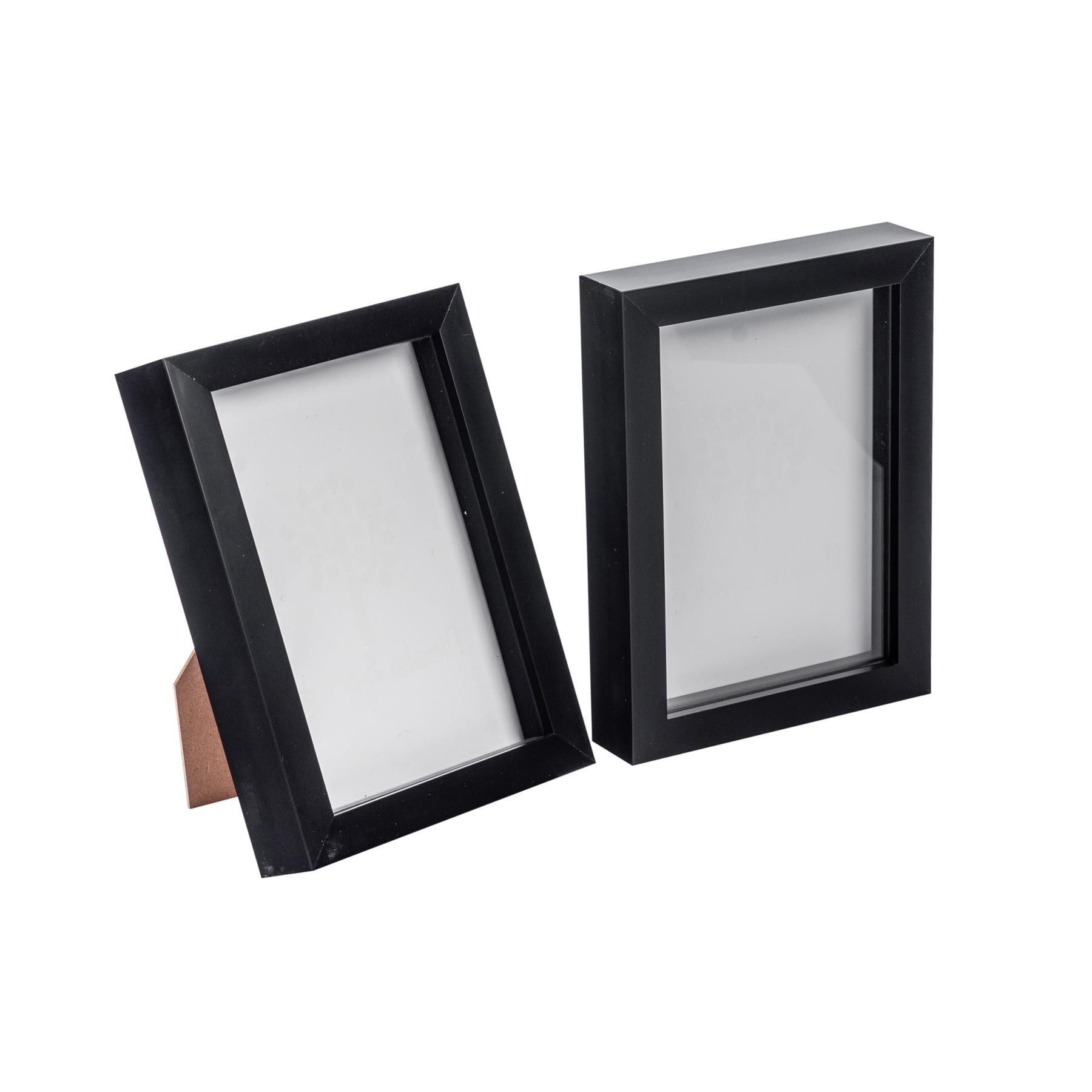 Nicola Spring 3D Box Photo Frames - 5 x 7" - Pack of 2 in Black