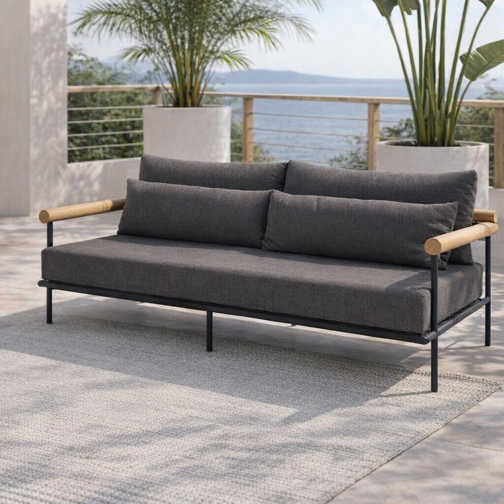 Zanzibar Garden 3.5 Seater, Aluminium, Black | Barker & Stonehouse