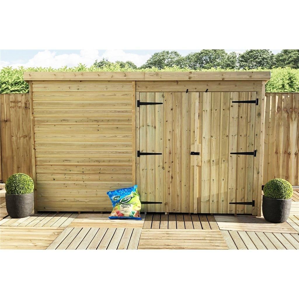 Marlborough 9 x 7 Pressure Treated Pent Garden Shed with Double Doors in Natural